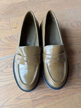 Free People Olive Green Patent Loafers